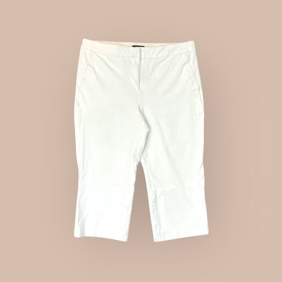 J. Crew Women's White Stretch Capri Pants Casual Preppy Pockets SZ 14 - Picture 1 of 8